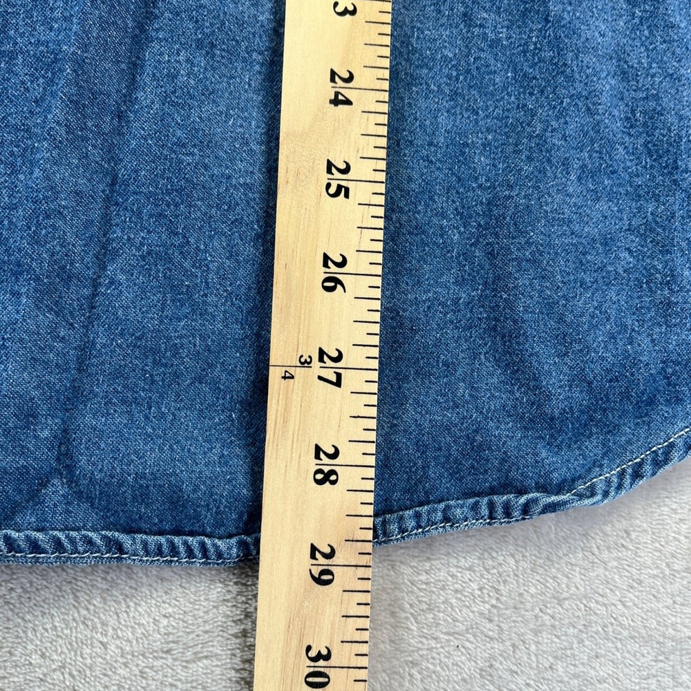 Vintage 90s Quizzical Denim Shirt L Blue Christmas Noahs Ark Festive Grandmacore - Picture 10 of 14